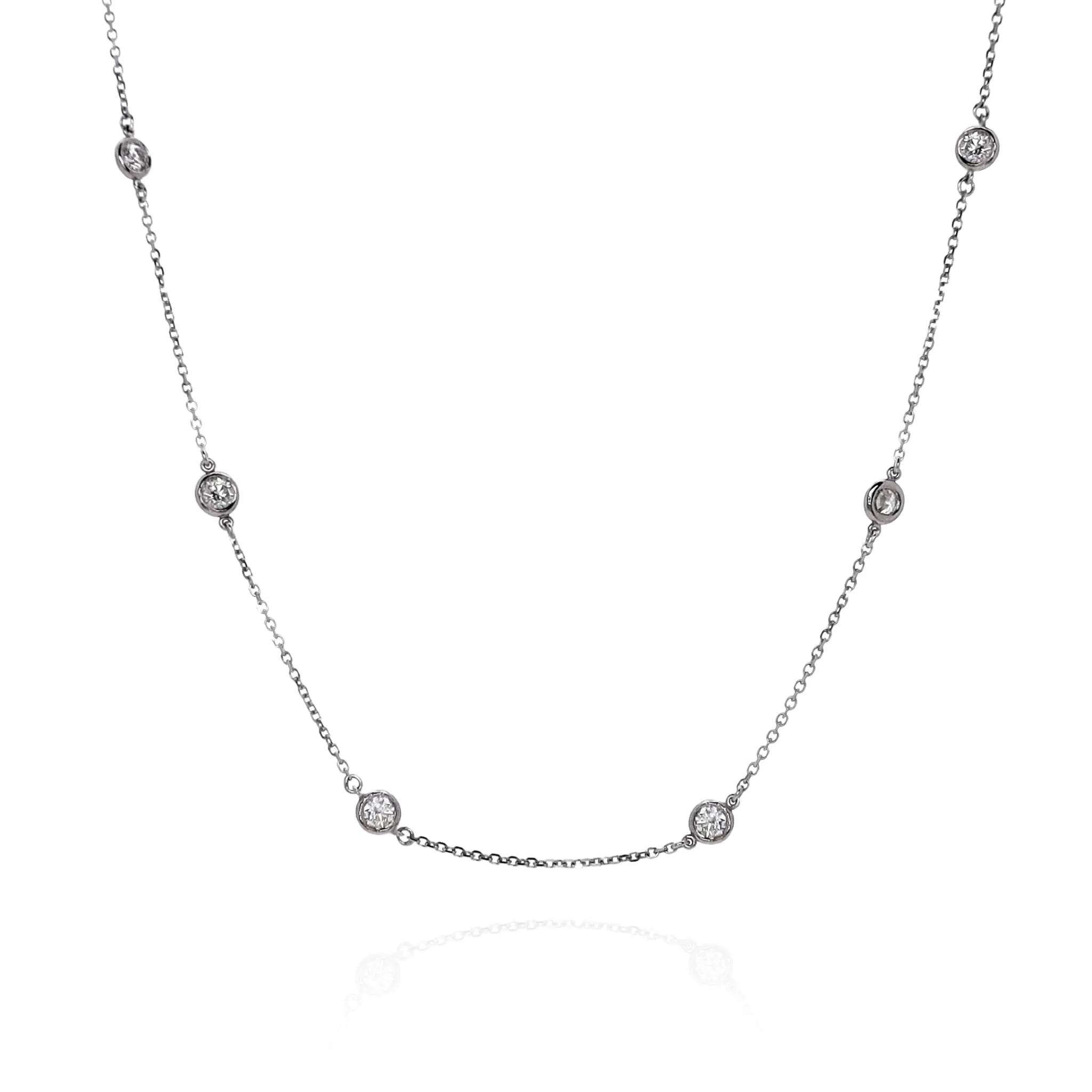 14k White Gold D1.25-1.40ct Total Weight Diamonds By The Yard Necklace 