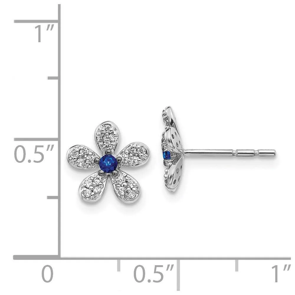 14k White Gold Diamond & Sapphire Earrings