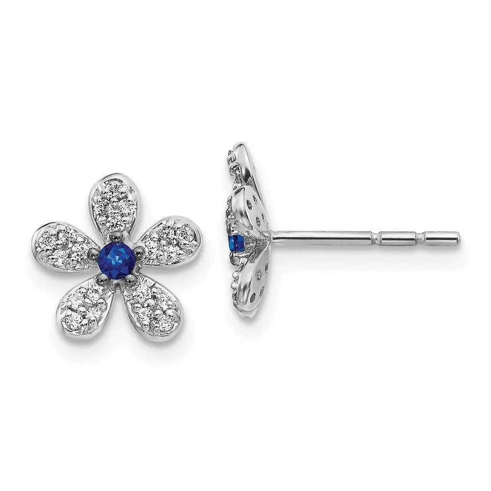14k White Gold Diamond & Sapphire Earrings 