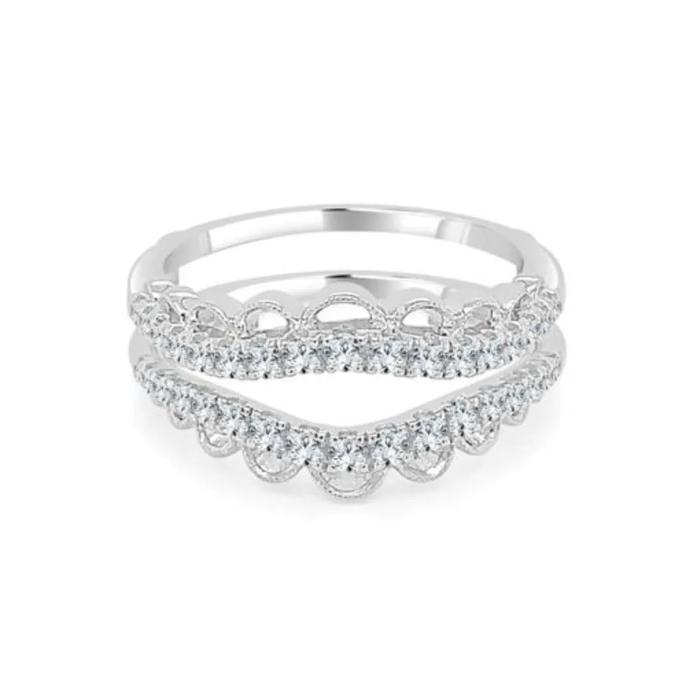 14k White Gold Diamond Floral Insert Band 