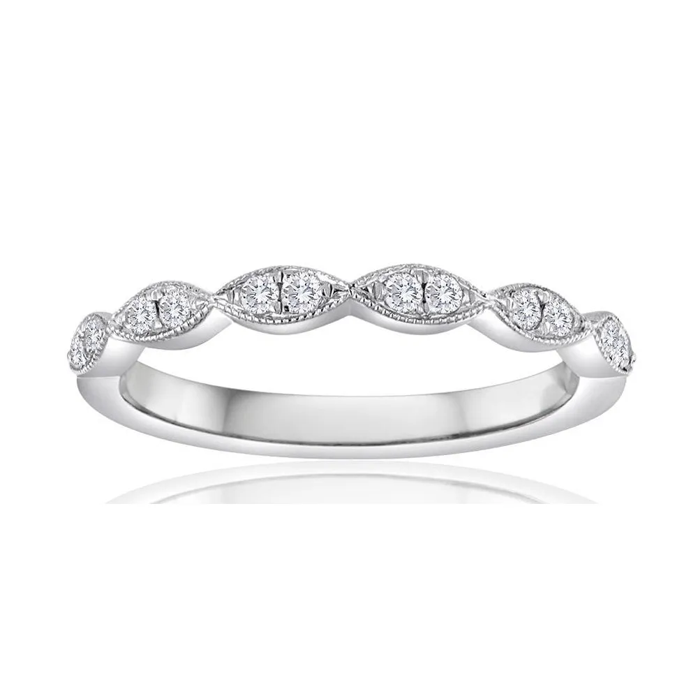 14k White Gold Navette Diamond Ring 
