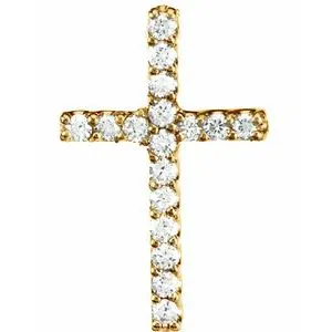 14K Yellow .06 CTW Natural Diamond Petite Cross Pendant 