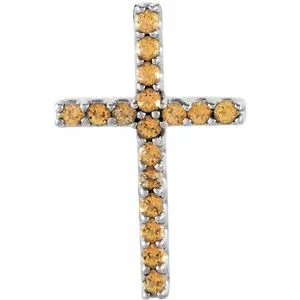 14K Yellow .06 CTW Natural Diamond Petite Cross Pendant