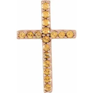 14K Yellow .06 CTW Natural Diamond Petite Cross Pendant