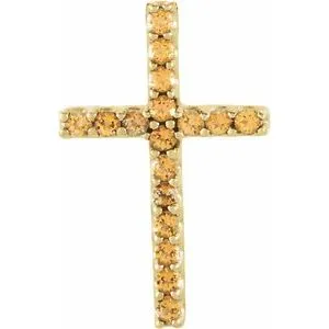 14K Yellow .06 CTW Natural Diamond Petite Cross Pendant