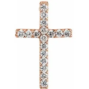 14K Yellow .06 CTW Natural Diamond Petite Cross Pendant