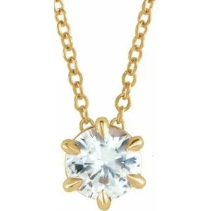 14K Yellow 1/2 CT Natural Diamond Solitaire 16-18" Necklace 
