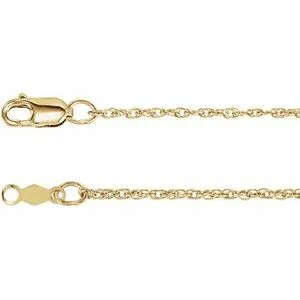 14K Yellow 1.25 mm Rope 16" Chain 