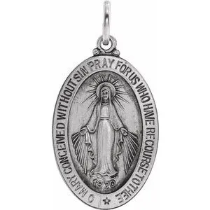 14K Yellow 12x8 mm Oval Miraculous Medal