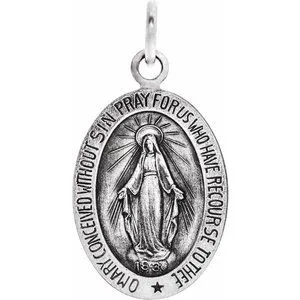 14K Yellow 12x8 mm Oval Miraculous Medal
