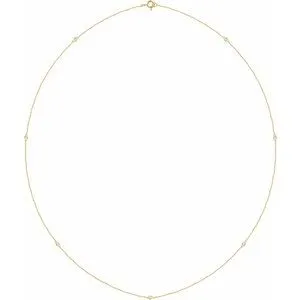 14K Yellow 1/4 CTW Natural Diamond 7-Station 24" Necklace 