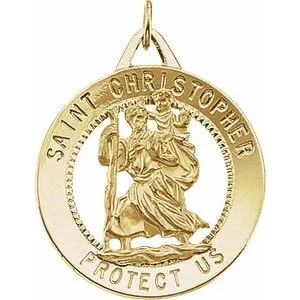 14K Yellow 25 mm St. Christopher Medal 