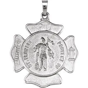 14K Yellow 25 mm St. Florian Medal Pendant