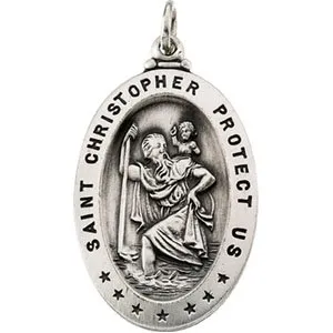 14K Yellow 25x18 mm Oval St. Christopher Medal