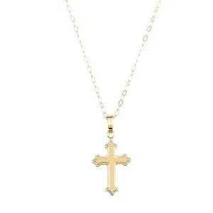 14K Yellow Cross 15" Necklace 