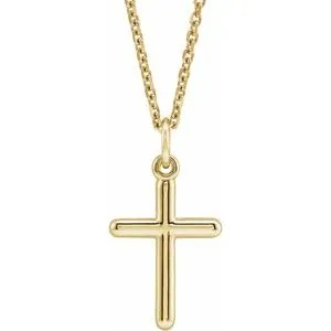 14K Yellow Cross 18" Necklace 