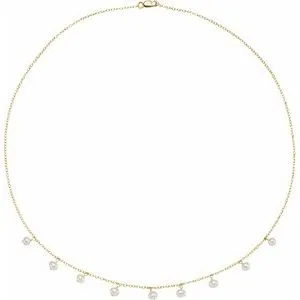 14K Yellow Cultured White Freshwater Pearl 18" Necklace 