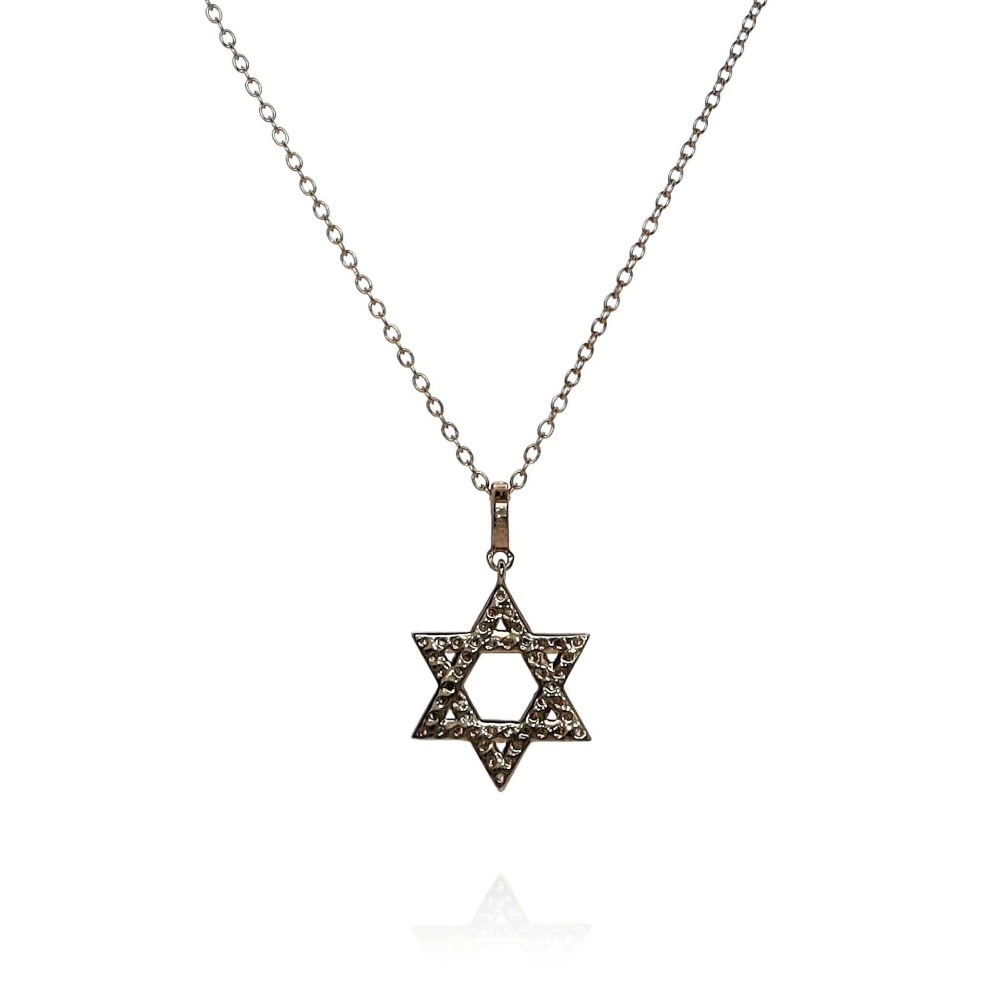 14k Yellow Gold 0.25ct Diamond Star of David Pendant Necklace