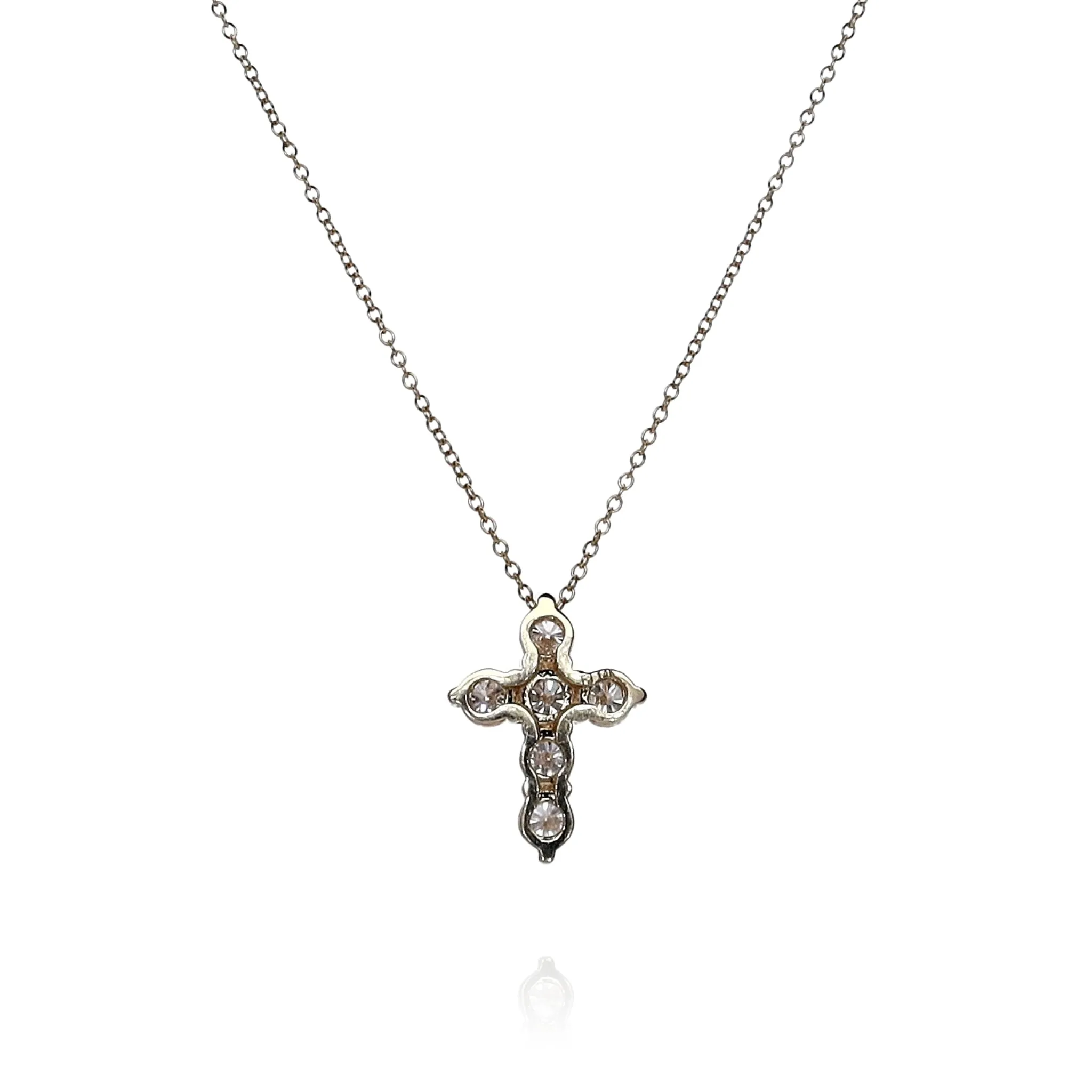 14k Yellow Gold 1.50ct Diamond Cross Pendant Necklace