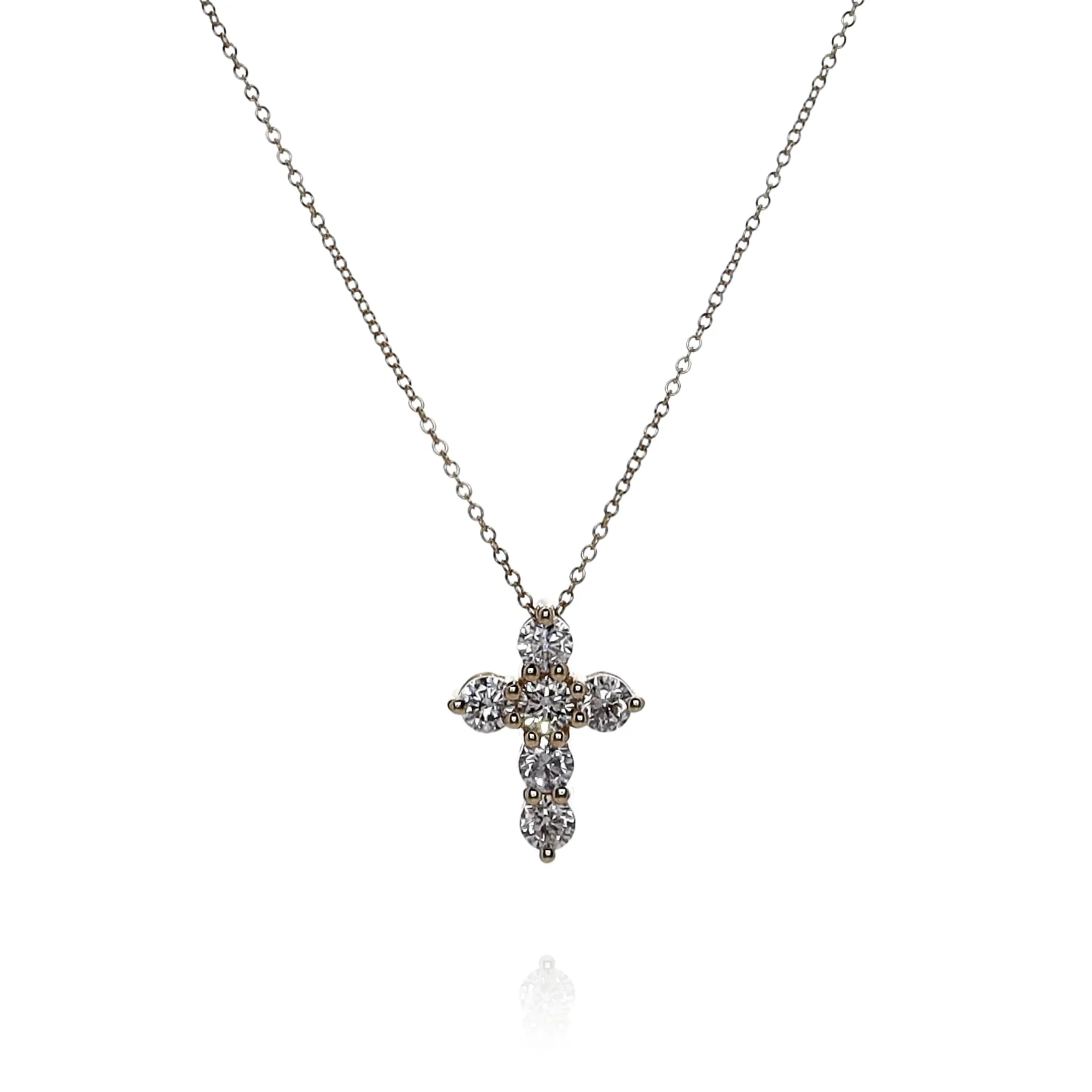 14k Yellow Gold 1.50ct Diamond Cross Pendant Necklace 
