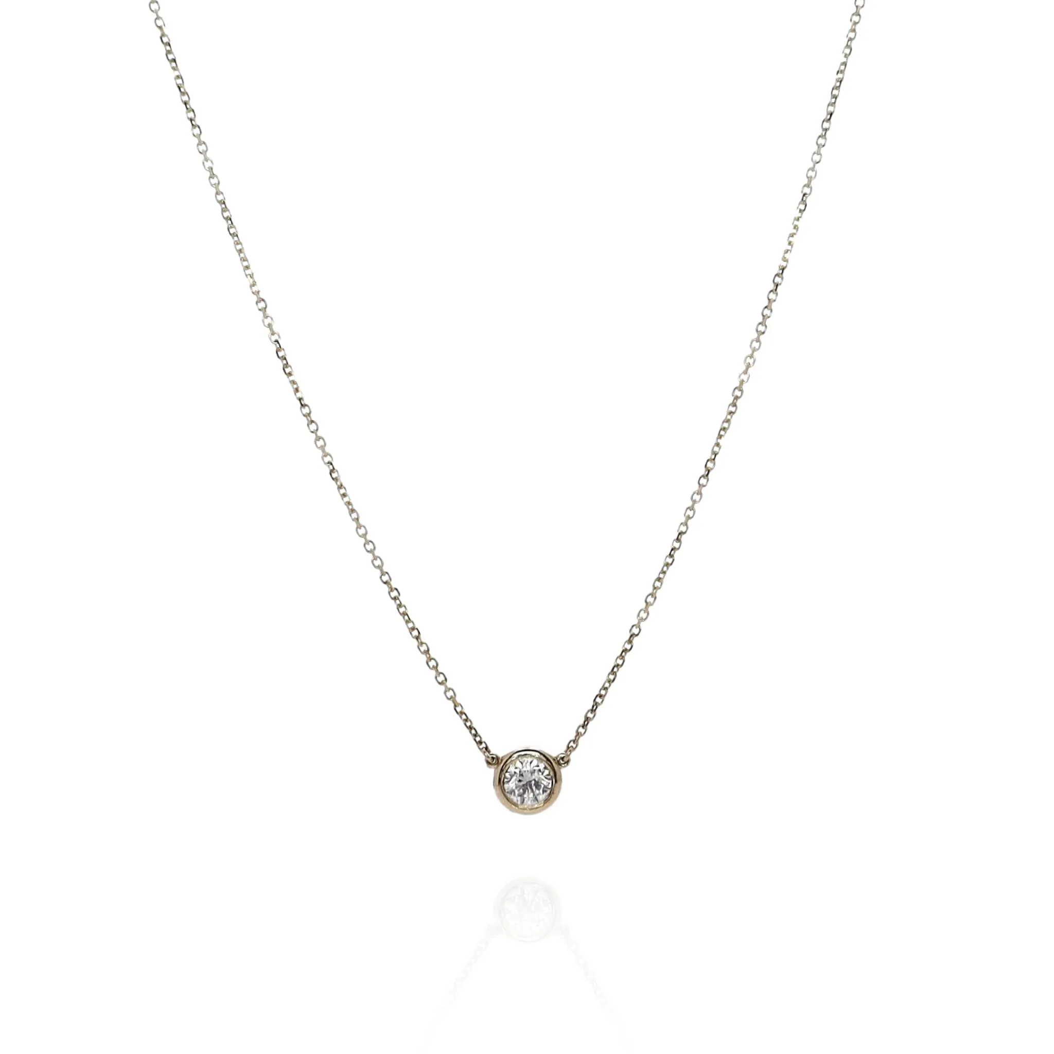 14k Yellow Gold 18" Diamond Solitaire Pendant 
