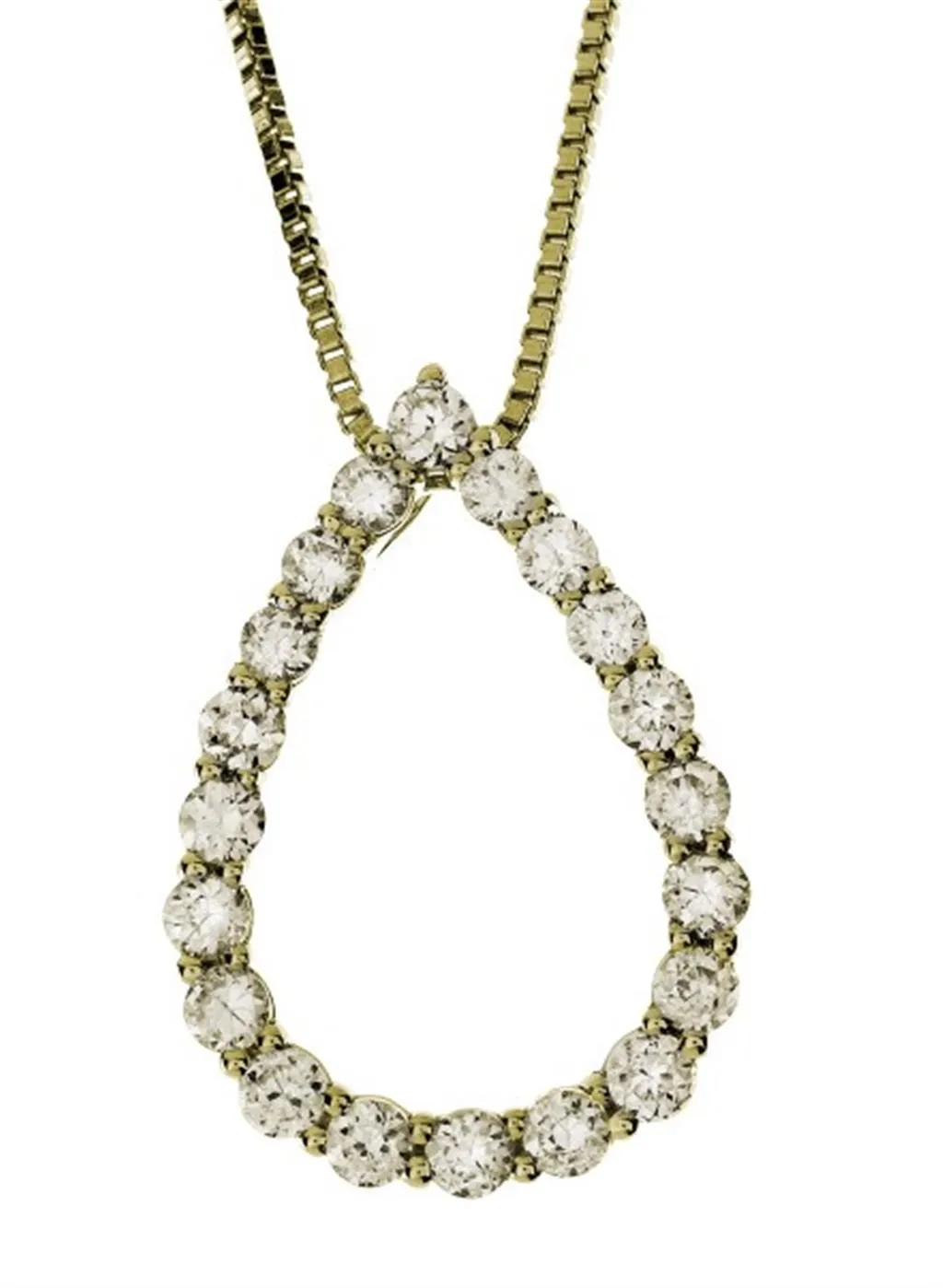 14K Yellow Gold Diamond Pear Pendant Necklace 