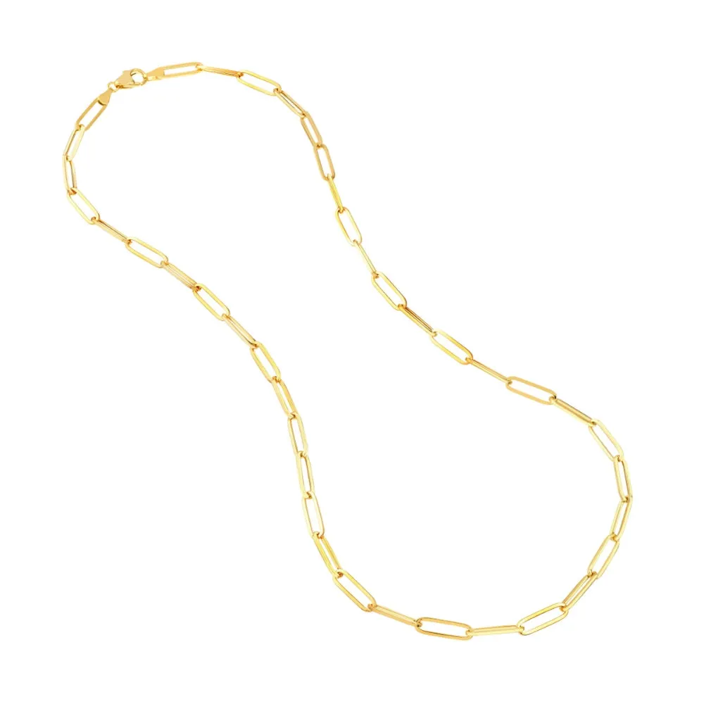 14k Yellow Gold Paper Clip Chain Necklace, 18"