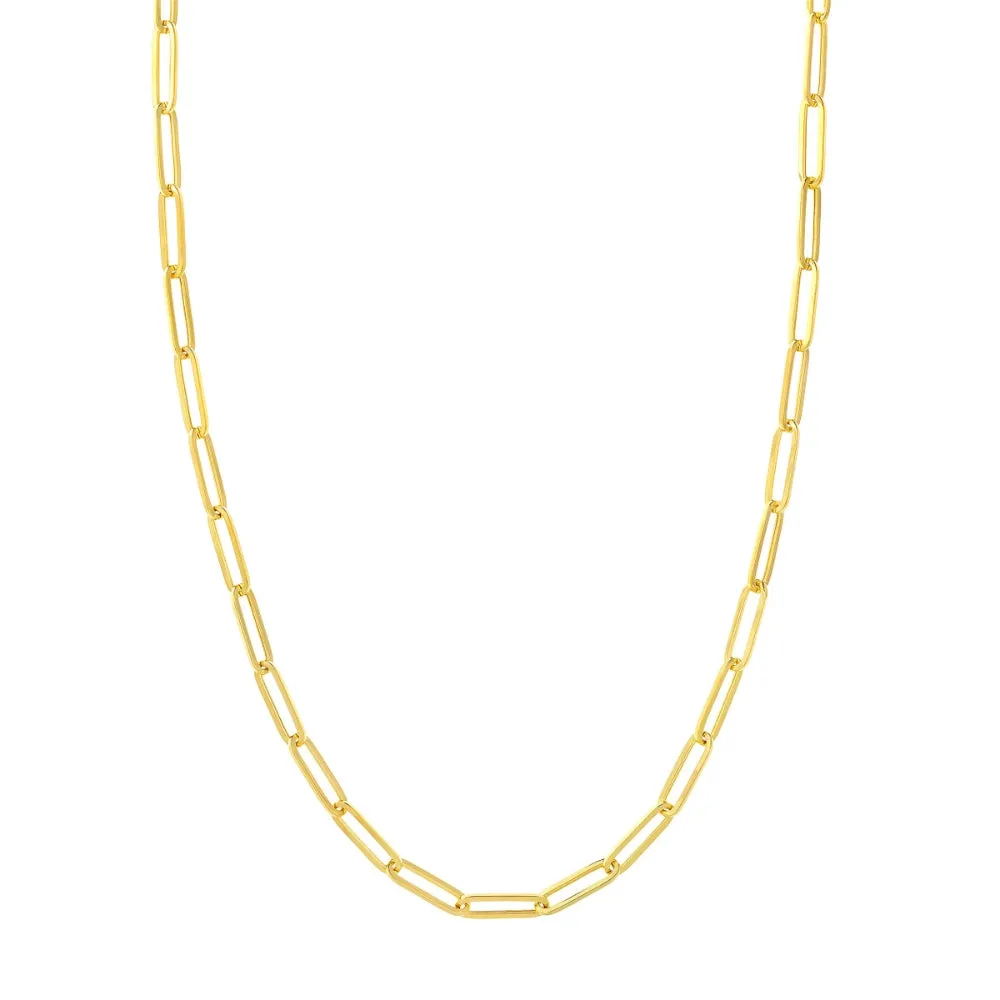 14k Yellow Gold Paper Clip Chain Necklace, 18" 