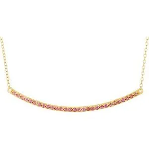 14K Yellow Natural Pink Sapphire Bar 16-18" Necklace 