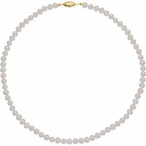 14K Yellow Panache Cultured White Freshwater Pearl 18" Necklace