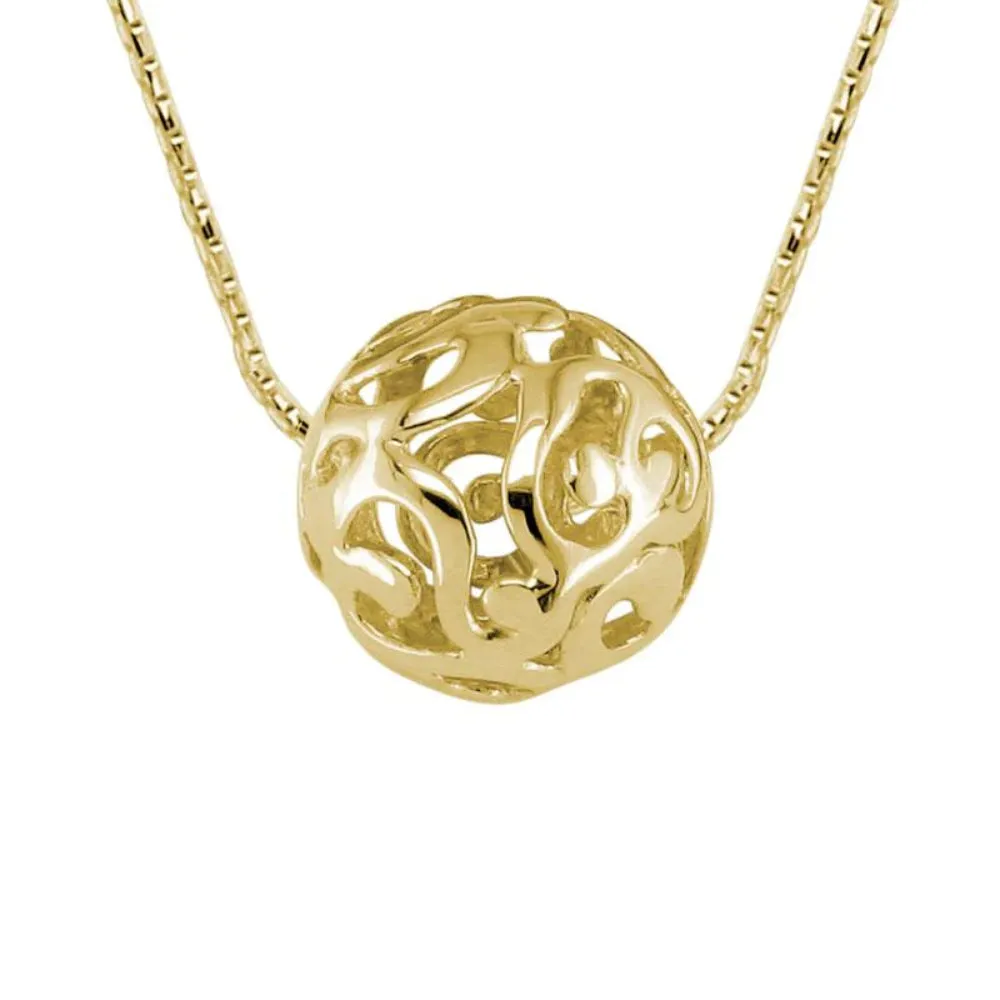 14Y Gold Sphere Pendant Necklace 18" 
