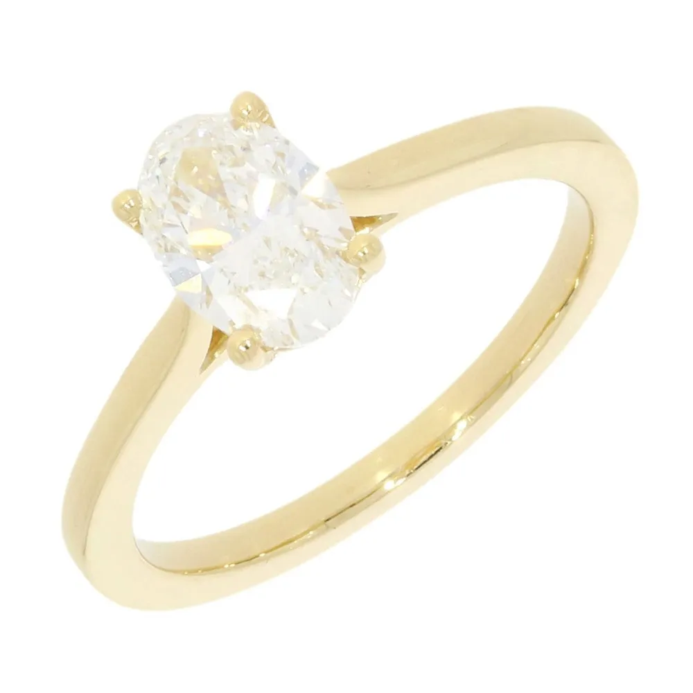 18ct Gold 1.00ct Oval Brilliant Cut Lab Grown Diamond Solitaire Ring E VVS 1 