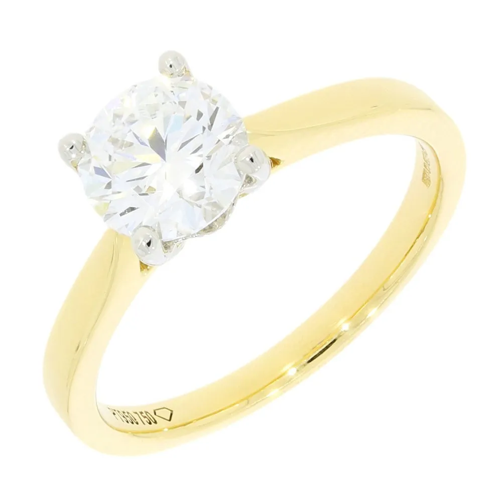 18ct Gold and Platinum 1.23ct Brilliant Cut Lab Grown Diamond Solitaire Ring D VS2 