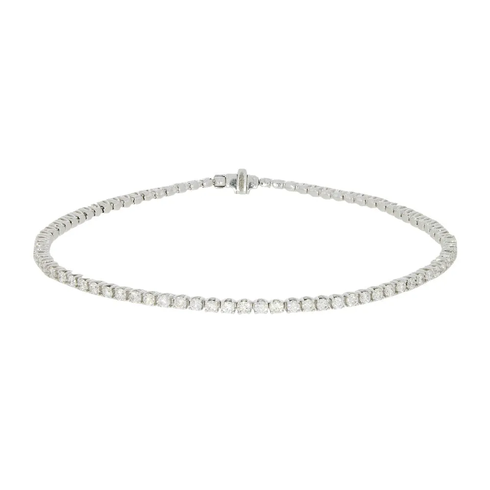 18ct White Gold 1.84cts Brilliant Cut Diamond Line Tennis Bracelet 