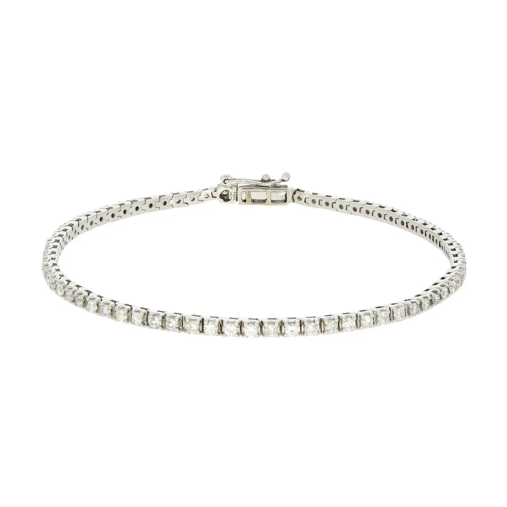 18ct White Gold 2.33cts Brilliant Cut Diamond Line Tennis Bracelet 