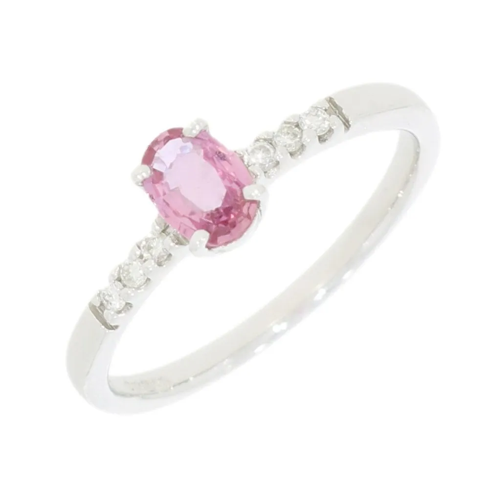 18ct White Gold Pink Sapphire and Diamond Ring 