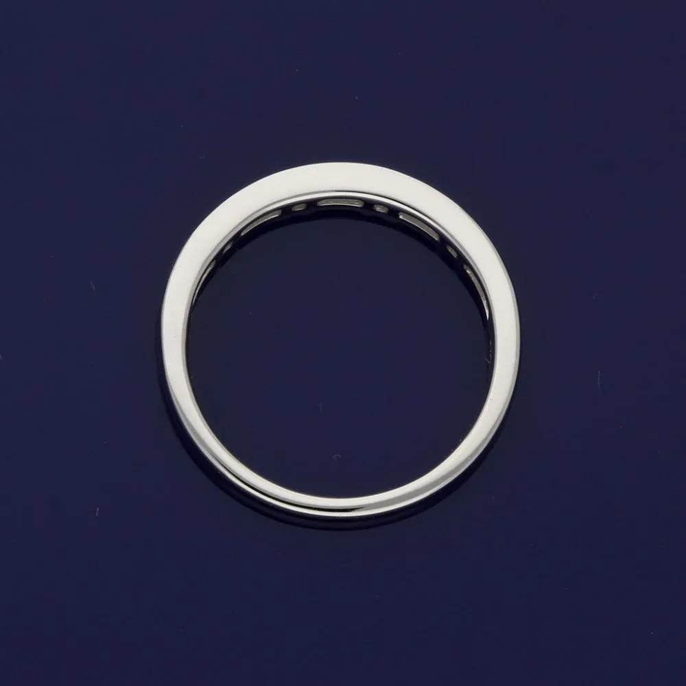 18ct White Gold Princess and Baguette Cut Diamond Half Eternity Ring
