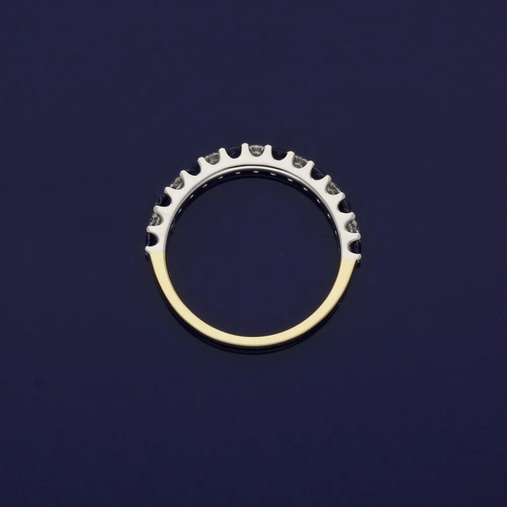 18ct Yellow & White Gold Sapphire & Diamond Half Eternity Ring