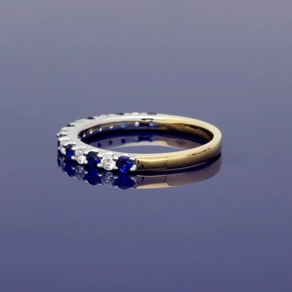 18ct Yellow & White Gold Sapphire & Diamond Half Eternity Ring