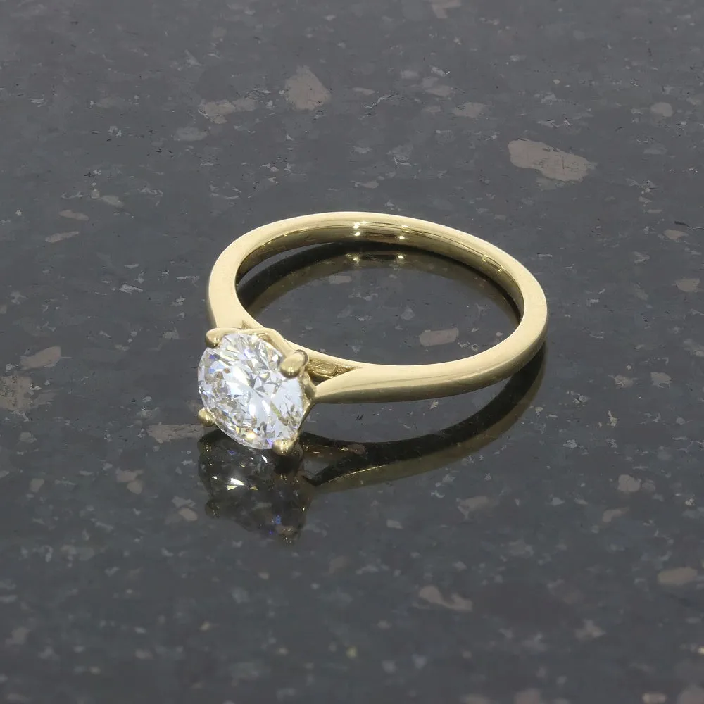 18ct Yellow Gold 1.22ct Brilliant Cut Lab Grown Diamond Solitaire Ring D VS1