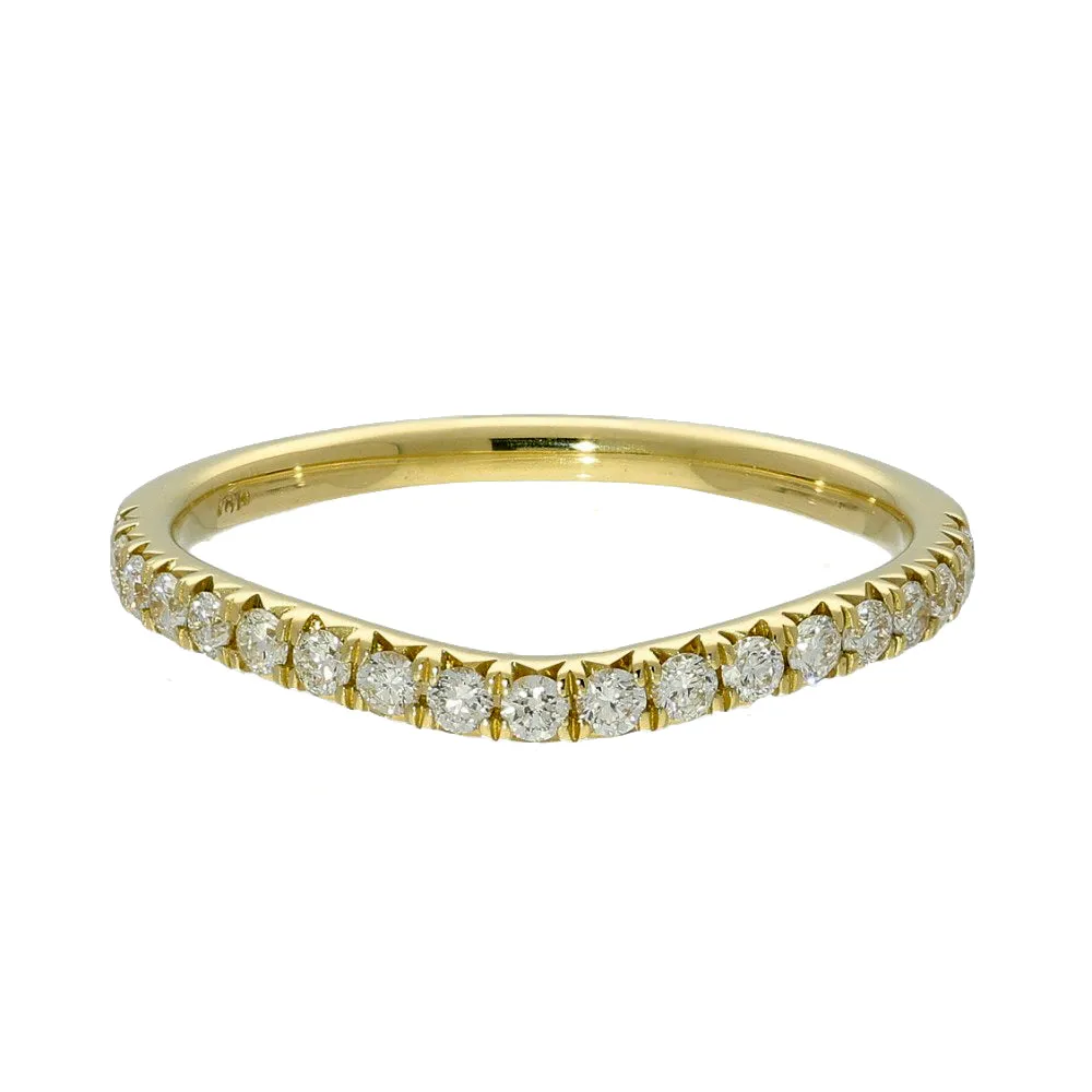18ct Yellow Gold Diamond Micro Claw Curved Half Eternity Ring 