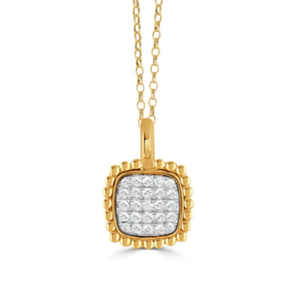 18k Gold Diamond Cluster Pendant Necklace 