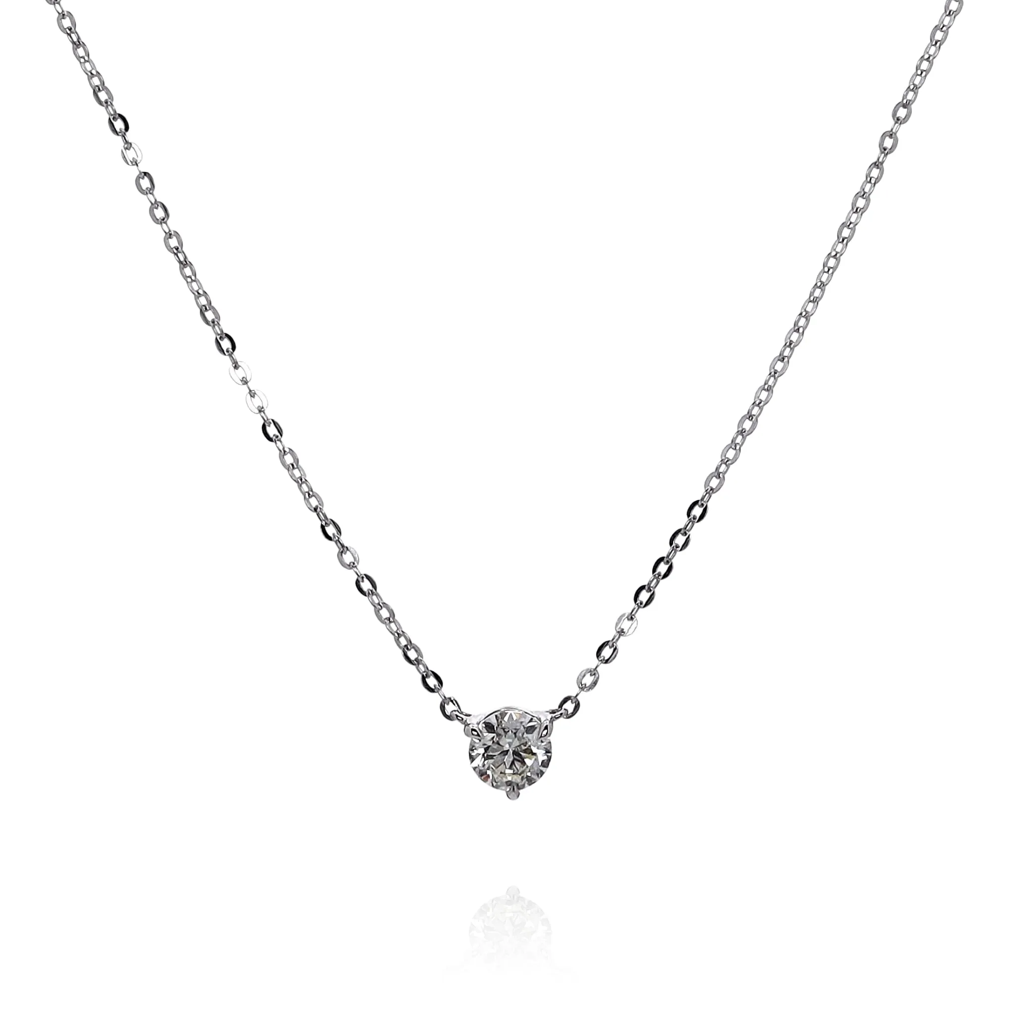 18k White Gold 1.00ct Diamond Solitaire Pendant Necklace 
