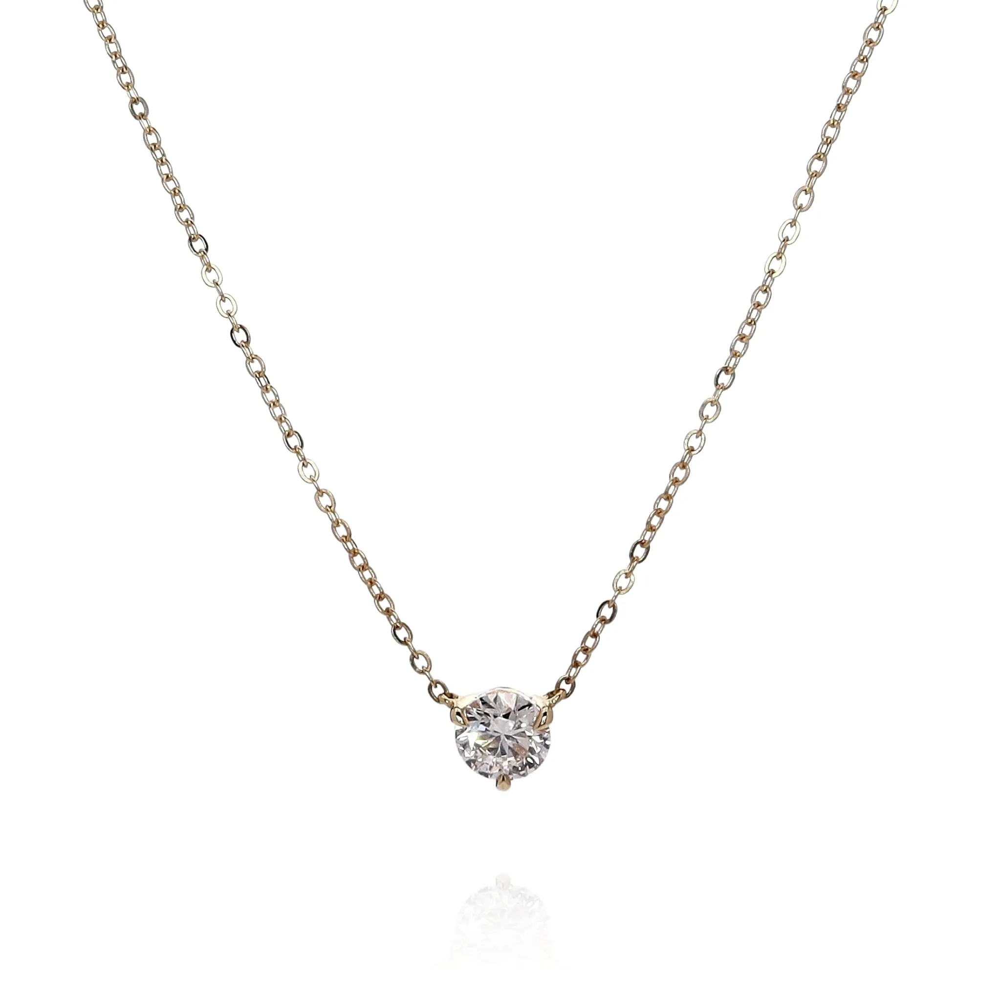 18k Yellow Gold 1.20ct Diamond Solitaire Pendant Necklace 