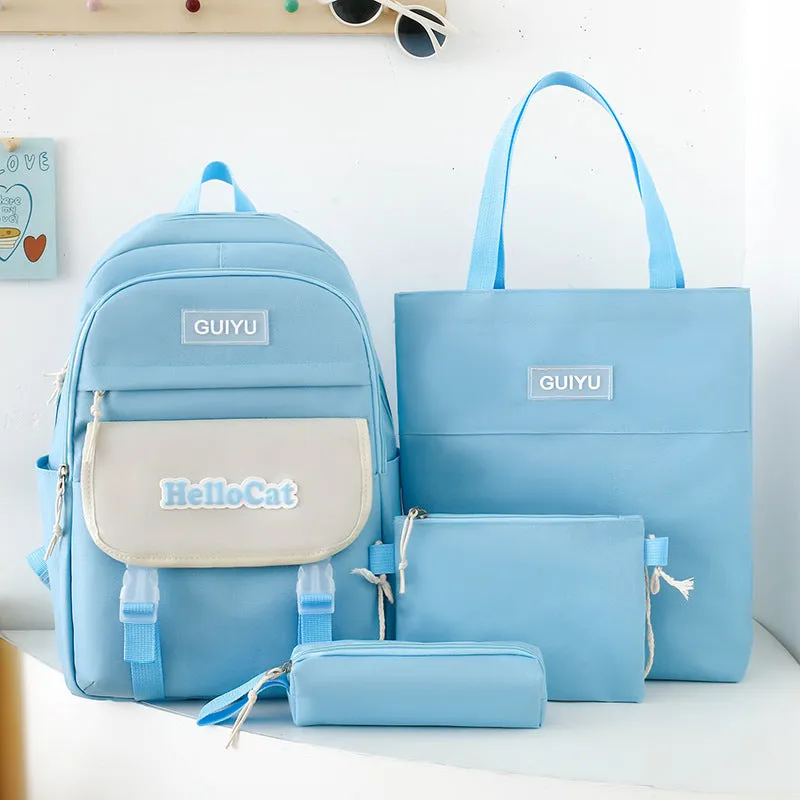4-piece large capacity student backpack