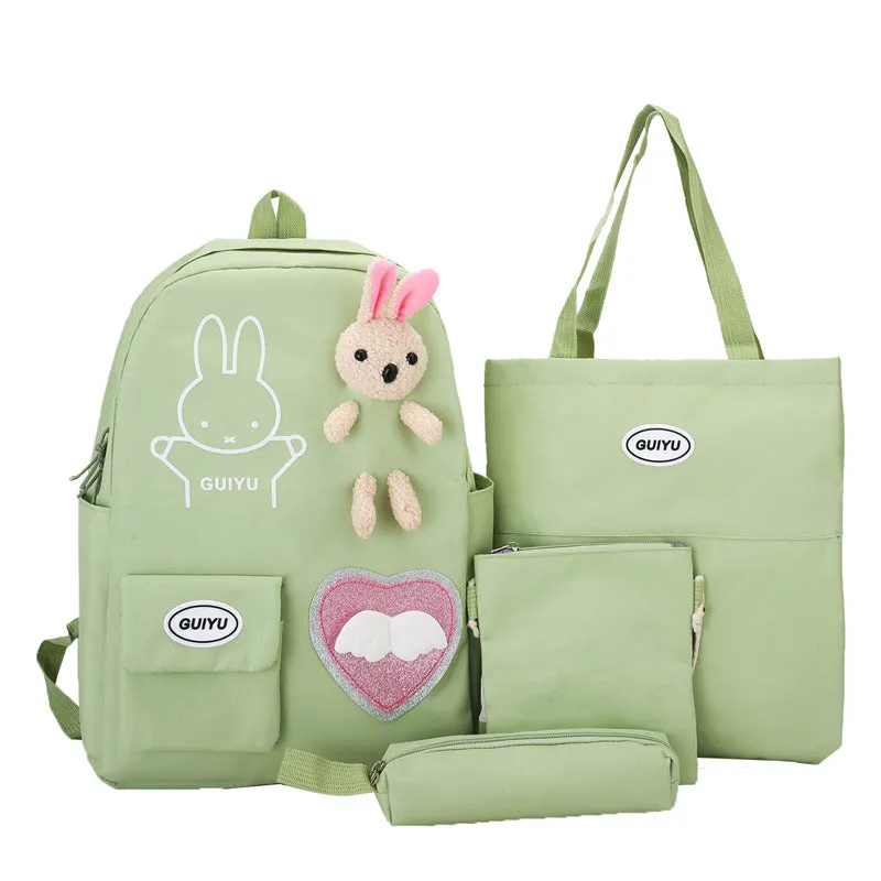 4-piece student backpack large capacity