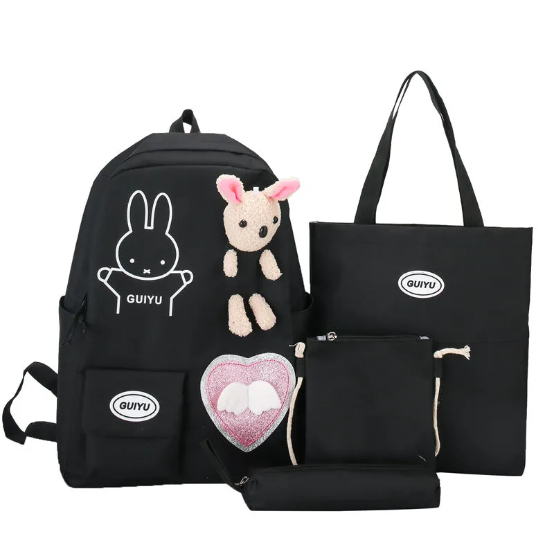 4-piece student backpack large capacity