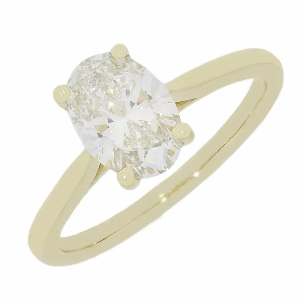 9ct Gold 1.40ct Oval Brilliant Cut Lab Grown Diamond Solitaire Ring G VS2 