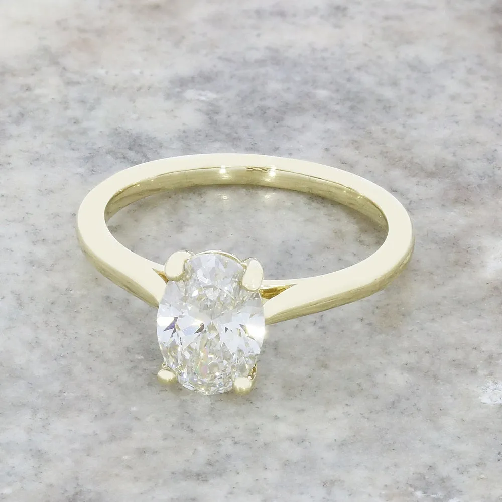 9ct Gold 1.40ct Oval Brilliant Cut Lab Grown Diamond Solitaire Ring G VS2