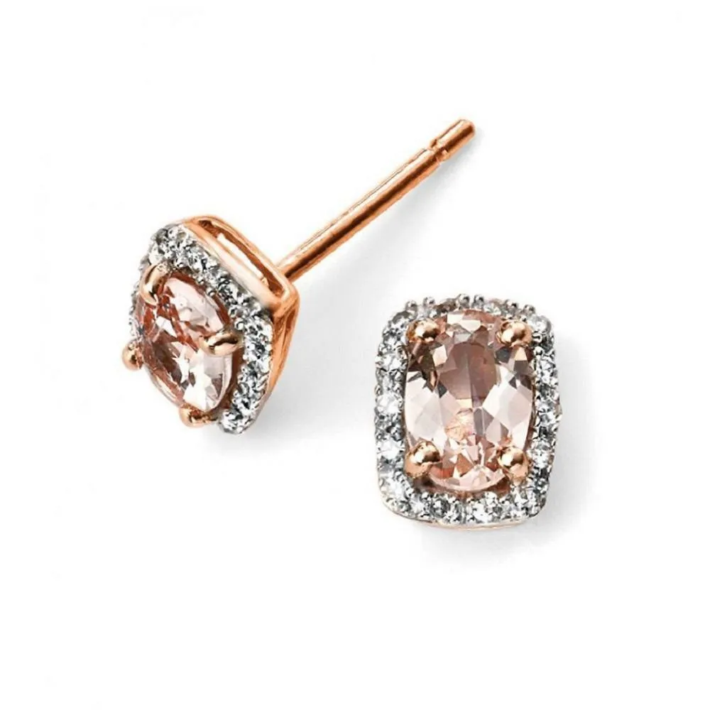 9ct Rose Gold Pink Morganite and Diamond Earrings GE2026P 